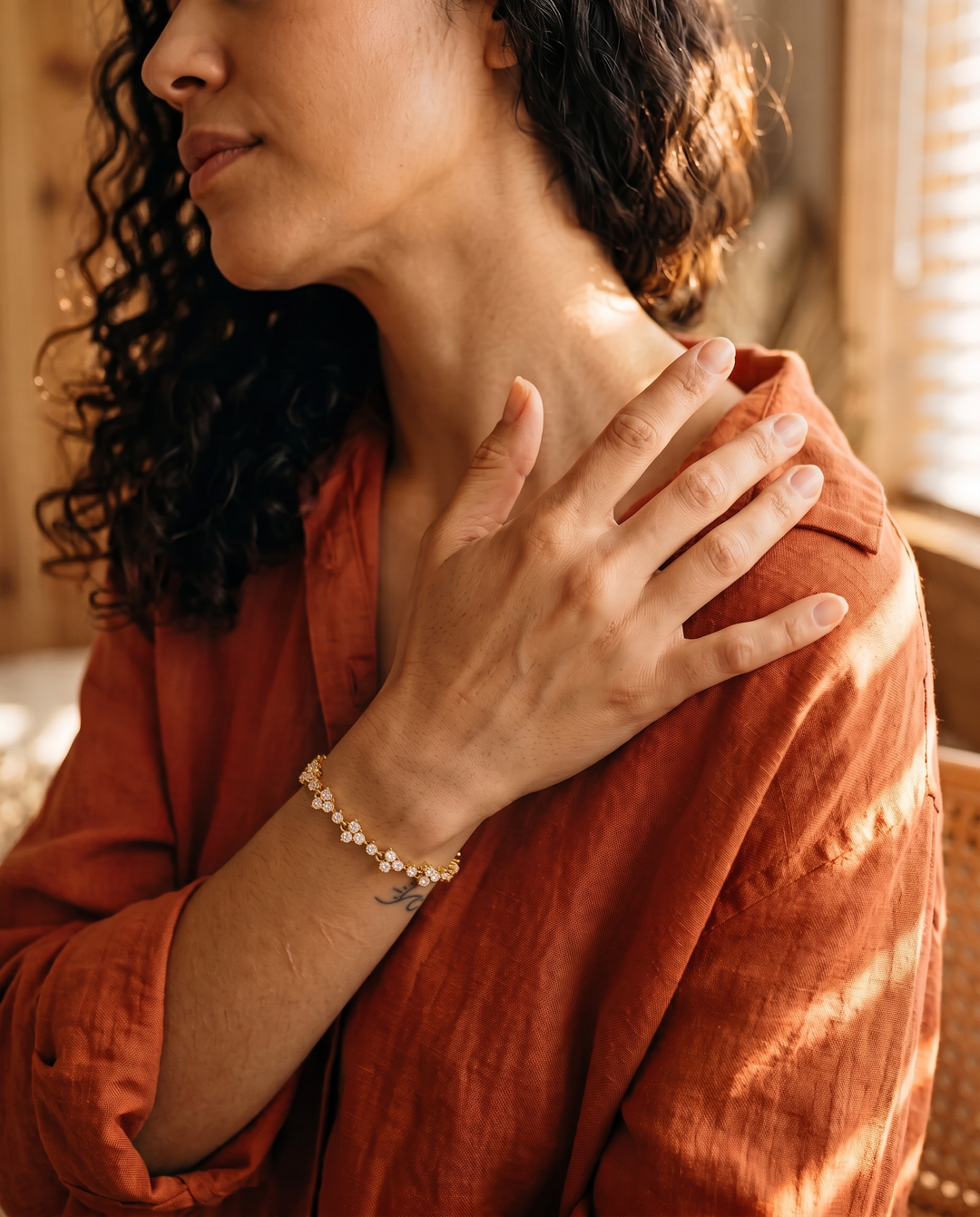 Pearl Blossom Bracelet worn by model c03
