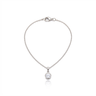 Birthstone Pendant Necklace in silver on white background
