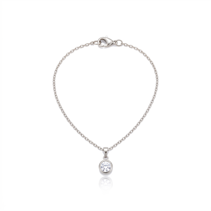 Birthstone Pendant Necklace in silver on white background