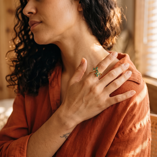 Laurel Leaf Wrap Ring worn by model c03