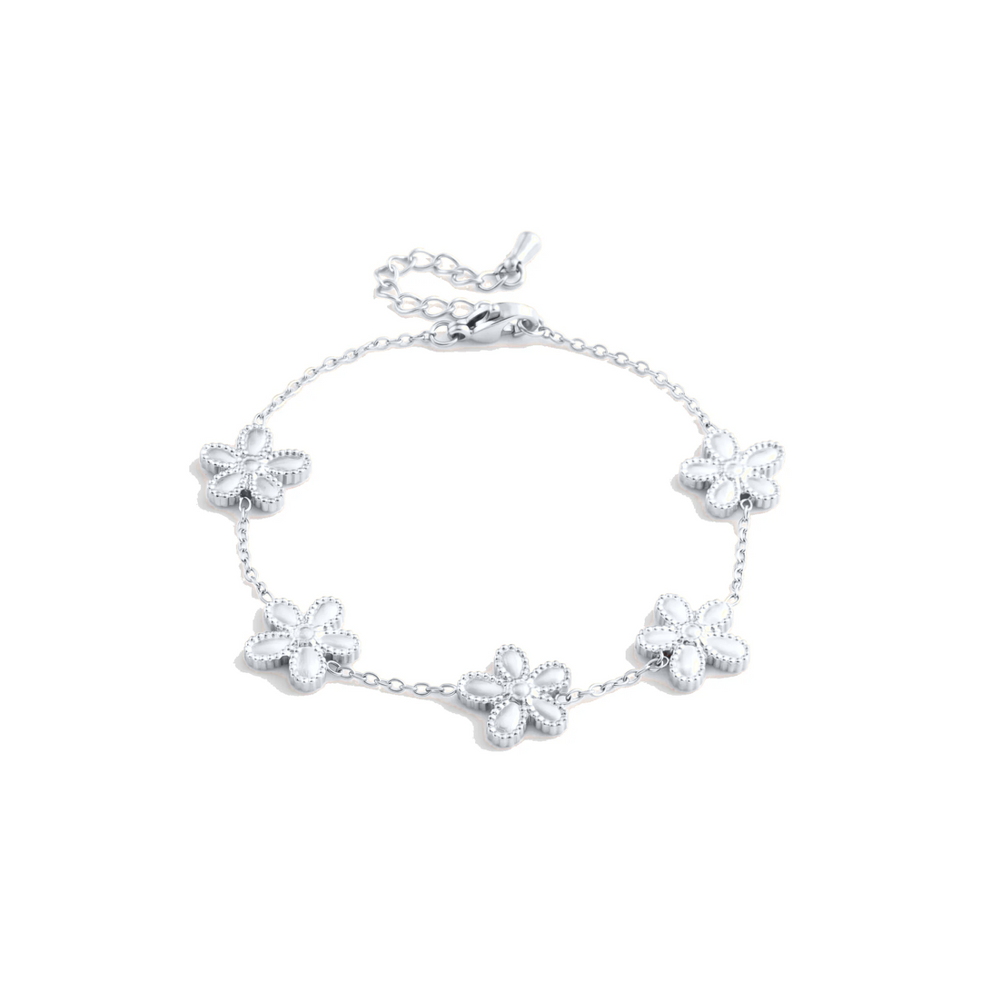 Lucky Petal Bracelet in silver on white background