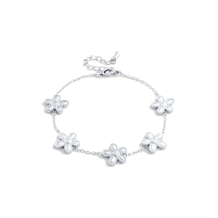 Lucky Petal Bracelet in silver on white background