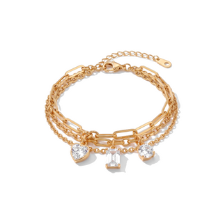 Multi Chain Bracelet in gold on white background