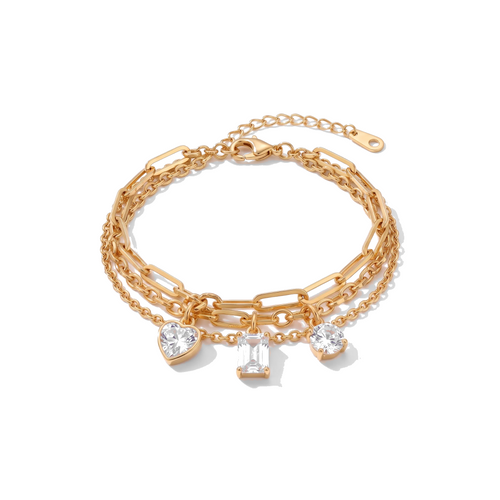 Multi Chain Bracelet in gold on white background