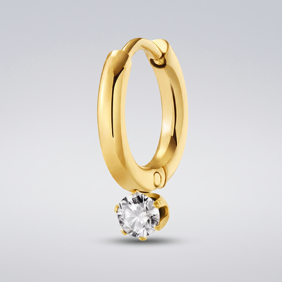 Mini Crystal Huggies - close-up of the round clear zirconia drop
