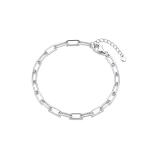 Paperclip Chain Bracelet in silver on white background