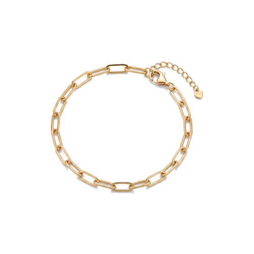 Paperclip Chain Bracelet in gold on white background