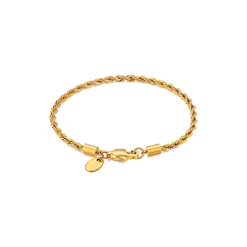 Rope Chain Bracelet in gold on white background
