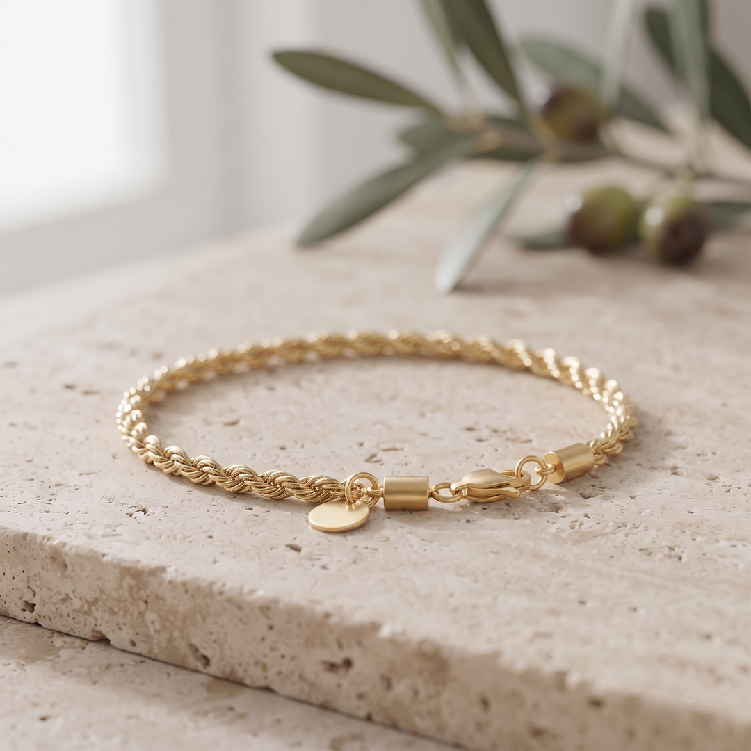 Rope Chain Bracelet on travertine stone