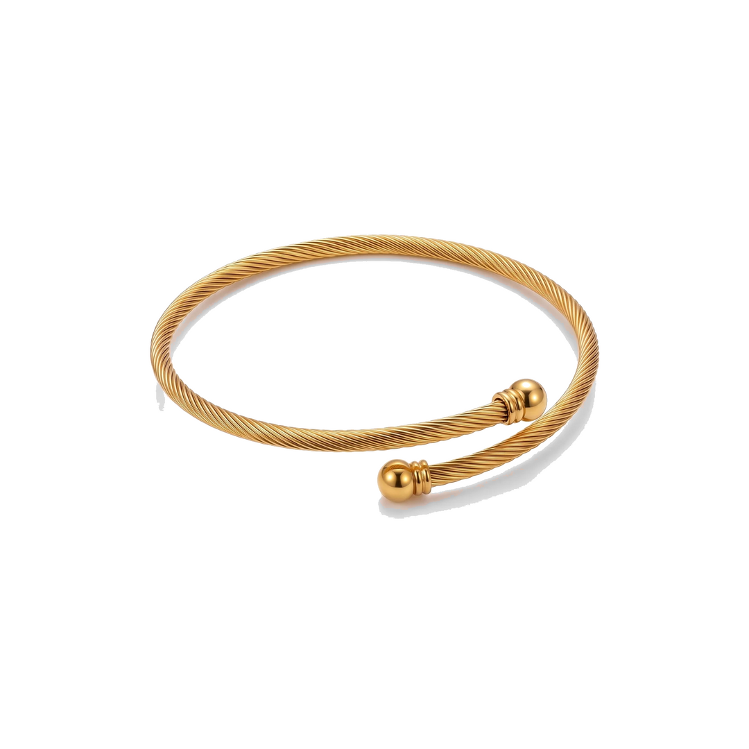 Twisted Band Bracelet in gold on white background