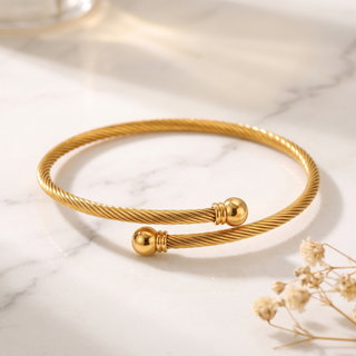Twisted Band Bracelet on white marble
