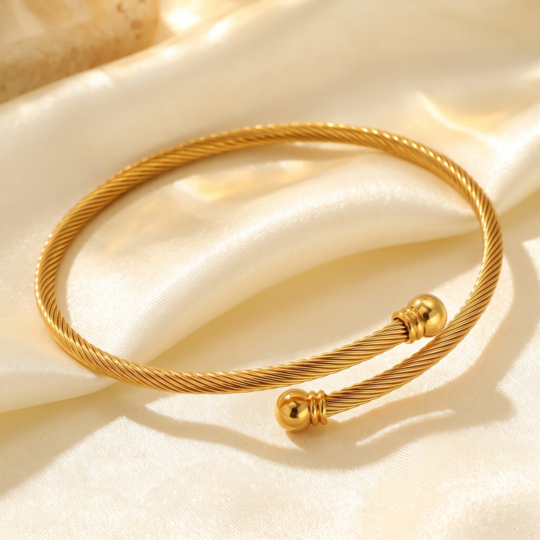 Twisted Band Bracelet on ivory silk